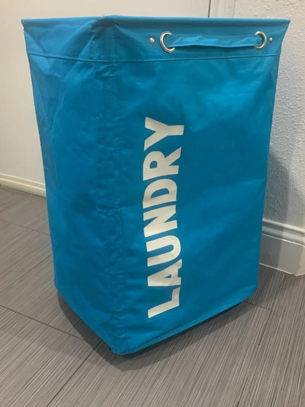 Large Blue Fabric Laundry Hampers - 24x16x13 Collapsible Storage Bin